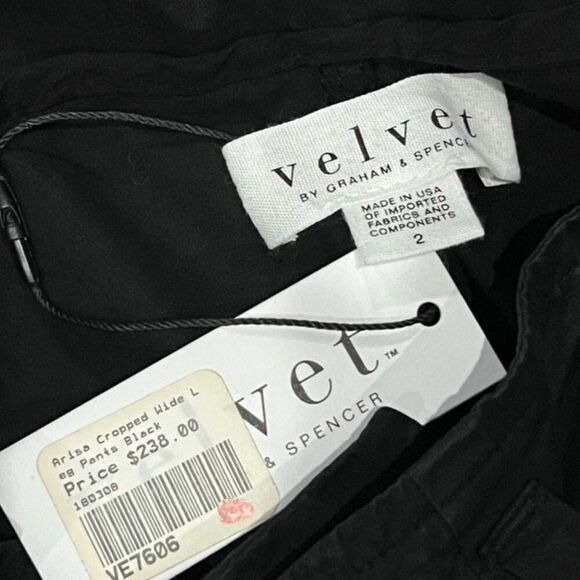 Velvet by Graham & Spenser ARISA Black Wide Leg Cropped Belted Pants Size 2 NWT - Picture 4 of 5
